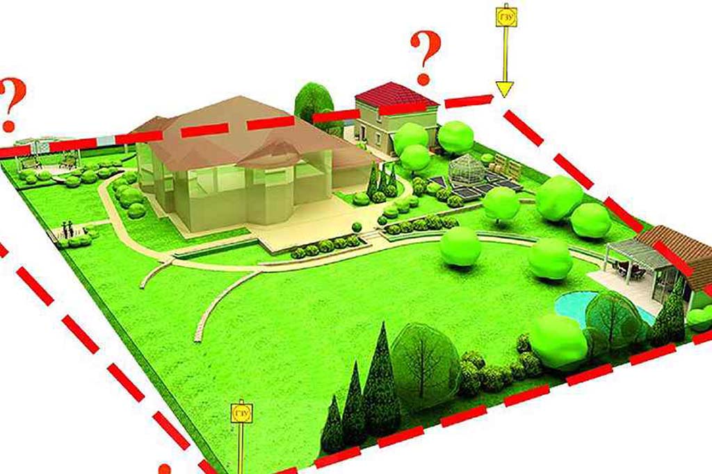 Пограничный участок. Границы земельного участка. Разбивка границ участка.